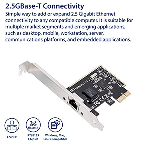 Image of 2.5 Gigabit Ethernet PCI Express PCI-E Network Interface Card 10 /100 /1000 /25000 Mbps RJ45 LAN SI-PEX24059