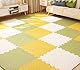 Skrsila 18 Puzzle Eva Schaumstoff Baby Puzzlematte Krabbelmatte Kinderspielteppich Spielmatte rutschfest Bodenschutzmatte 30 x 30 x 1,2 cm, Trainingsmatten Yogamatten Weiß + Gelb + Grün