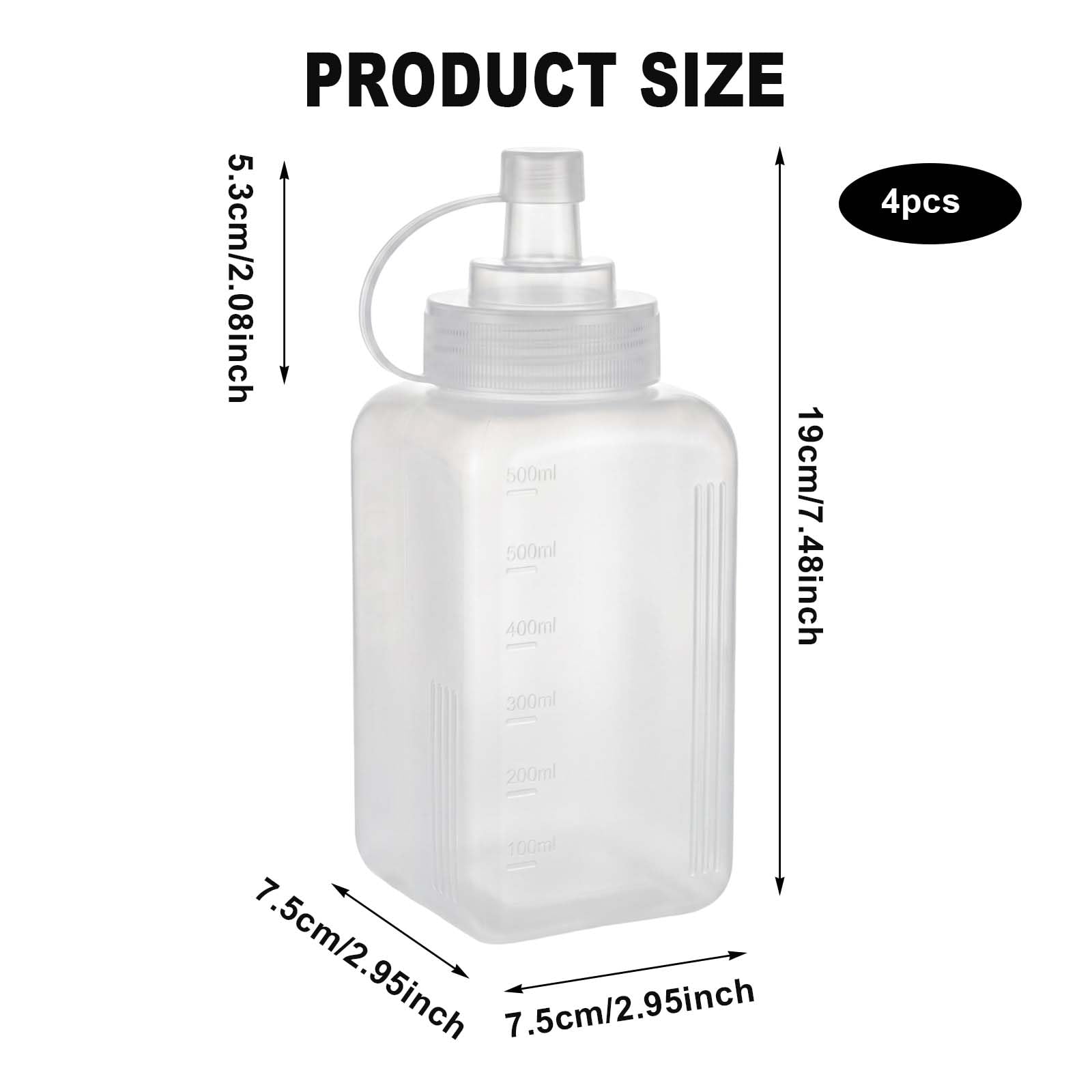 Bottiglia dosatrice di salse e condimento, riutilizzabile, 4 pezzi biberon cucina, 600 ml squeezer cucina, dispenser olio, per Salse Barbecue, Succhi di Condimento, Sciroppi, Salse per Insalate