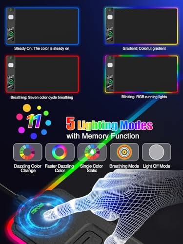Image of Mouse Pad with Foldable Phone Holder & Wireless Charger, XXL RGB Gaming Mousepad 31.5 inchx15.8 inch Large Desk Mat for Keyboard, Black Desk Pad with Dual Qi Charging Station | 11 Colors 5 Modes | Waterproof