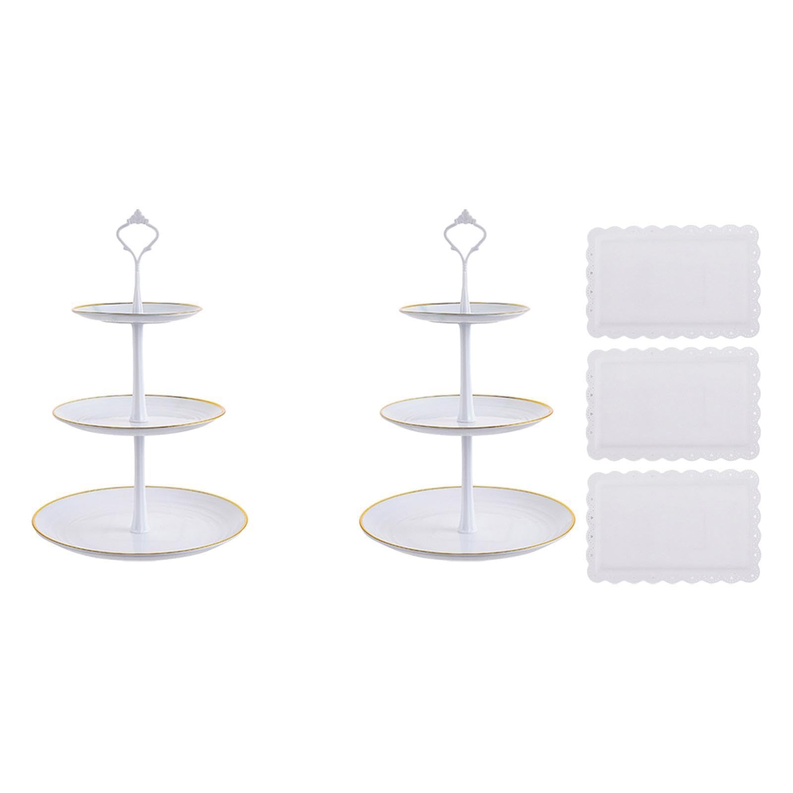 MagiDeal 2 Soportes para Cupcakes 3 Niveles, Soportes Servicio escalonados con 3 bandejas Blancas, Mesa Decorativos, estantes exhibición para, Style C