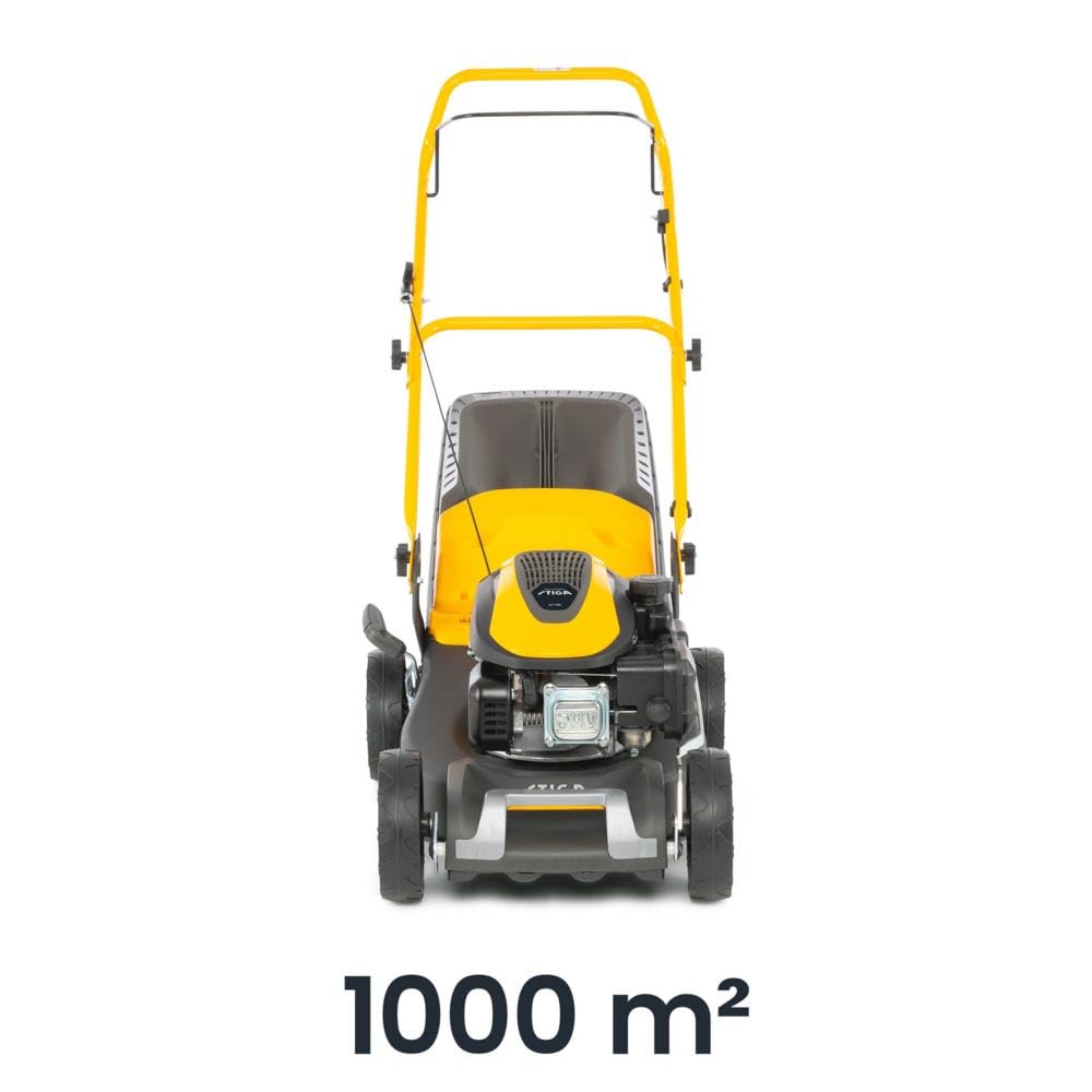 STIGA Collector 43 - Cortacésped de explosión 123 cm³ 1,9 kW, Ancho de Corte 41 cm, Carcasa de Acero, Avance por Empuje, Ajuste centralizado de la Altura de Corte, Bolsa Recogida de 60 litros