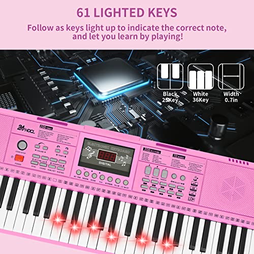 24HOCL Clavier de piano électrique à 61 touches éclairées, musical numérique, 200 rythmes, écran LCD pour enfants… - Les Beatles, Paul McCartney, John Lennon, RIngo Starr, George Harrison 24HOCL Clavier de piano électrique à 61 touches éclairées, musical numérique, 200 rythmes, écran LCD pour enfants… – Image 3