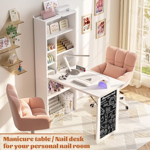 Image of Armocity Small Folding Desk with Outlets, Fold-Out Murphy Desk Craft Table | Foldable Wall Mounted Desk Cabinet with Storage, Craft Cabinet with Fold Out Table, Multi-Function Desk for Small Spaces