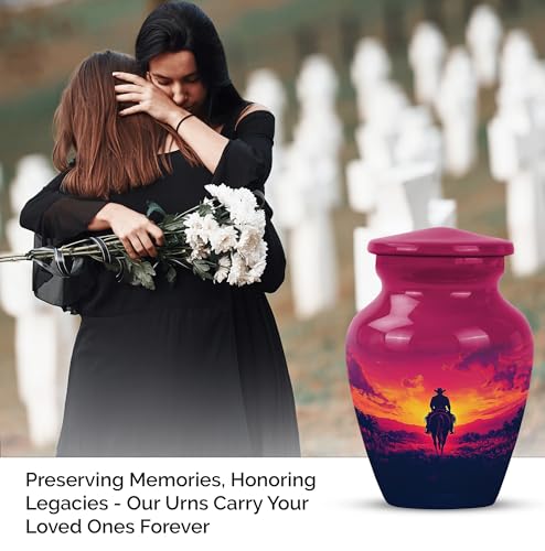 Image of Cowboy Urn - Small Urn for Human Ashes Keepsake - Urn for Ashes Adult Male - Urn for Ashes for Women - Cremation Urns for Human Ashes - Mini Urns for Human Ashes - Size 3 Inch, Pack of 4