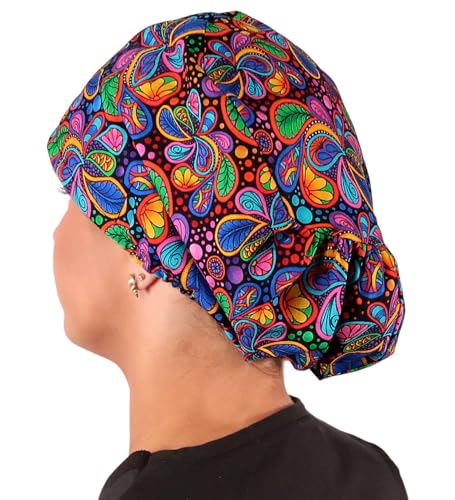 Image of Sparkling EARTH Riley Medical Scrub Caps with Flat Front and Roomy Back - Adjustable Cord Lock Closure