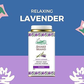 SNAKE BRAND Prickly Heat Cooling Body Powder 140g Twin Pack Classic & Relaxing Lavender (1 of Each)