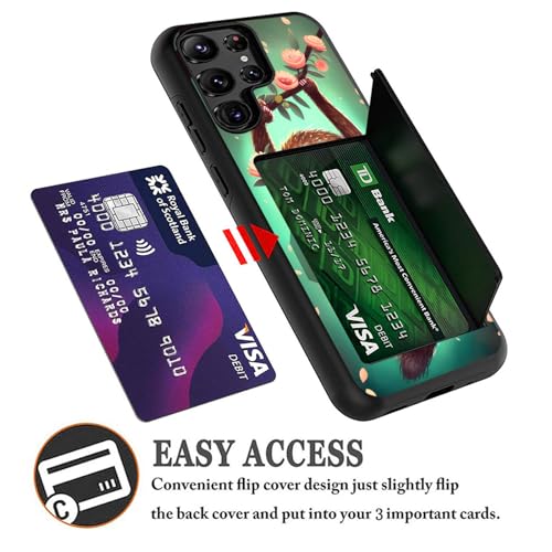 Vobber for Galaxy S24 Ultra Case,Wallet Case Hidden Card Slot Holder Shockproof TPU and PC Dual Layer Protective Case Cover for Samsung Galaxy S24 Ultra 6.8" 2024,Cute Sloth - image 5