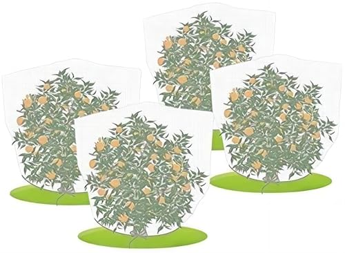 Agfabric 4 Pack Fruit Tree Netting Protection Bag with Drawstring,7.2x6.5 FT Garden Netting Insect Pest Barrier,Bird Netting Plant Covers for Vegetables Fruits Flower,White