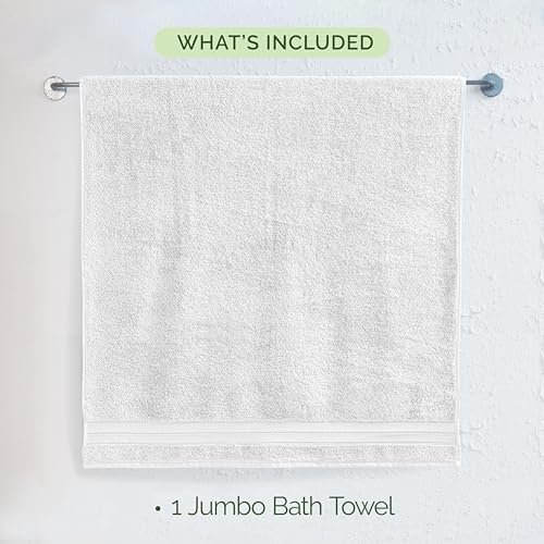 Image of Elegant Comfort Three Line Popcorn Towel Set for Bathroom 35 x 70 inches, Premium Hotel Quality 1-Pack Jumbo Towels, 100% Turkish Cotton, Soft and Durable, Quick Dry and Highly Absorbent, White