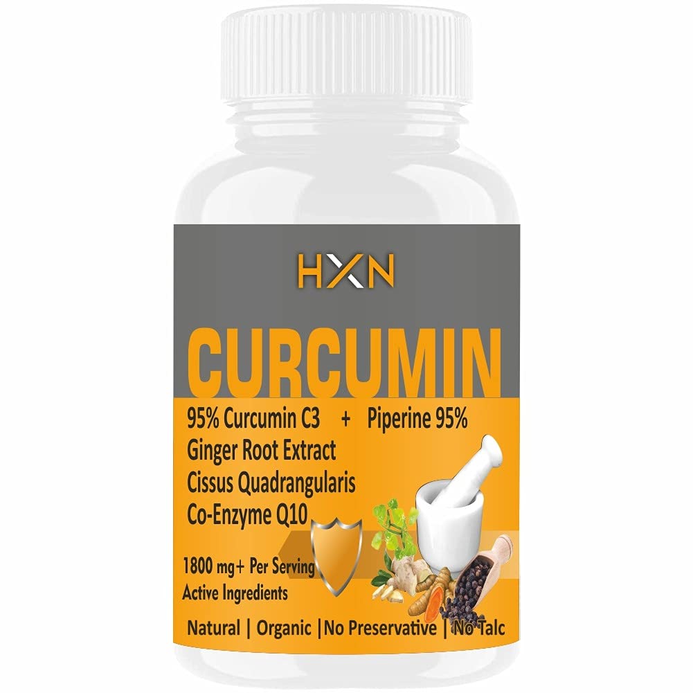 HXN Curcumin Tablets With Piperine (Bioperine), Turmeric Powder (95% Curcuminoids), Ginger, Vitamin C, Zinc, COQ10 For Immunity Booster And Antioxidant Supplement–60 Tablet (No Capsules Pack1)-image-38