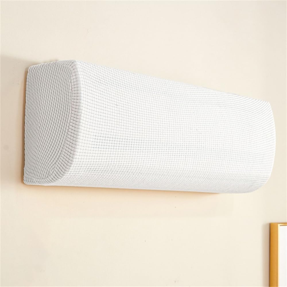Hixingo Indoor Air Conditioner Cover, Jacquard Hanging AC Cover, Elastic Air Conditioning Unit Dust Cover, All-Inclusive Solid Color Air Conditioner Protector (White,Universal)