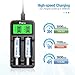 POWXS LCD Universal Battery Charger for 3.7V Li-ion Rechargeable Battery 18490 18350 17670 17500 16340(RCR123) 14500 Lithium Batteries and Ni-MH Ni-CD Rechargeable AA AAA Batteries