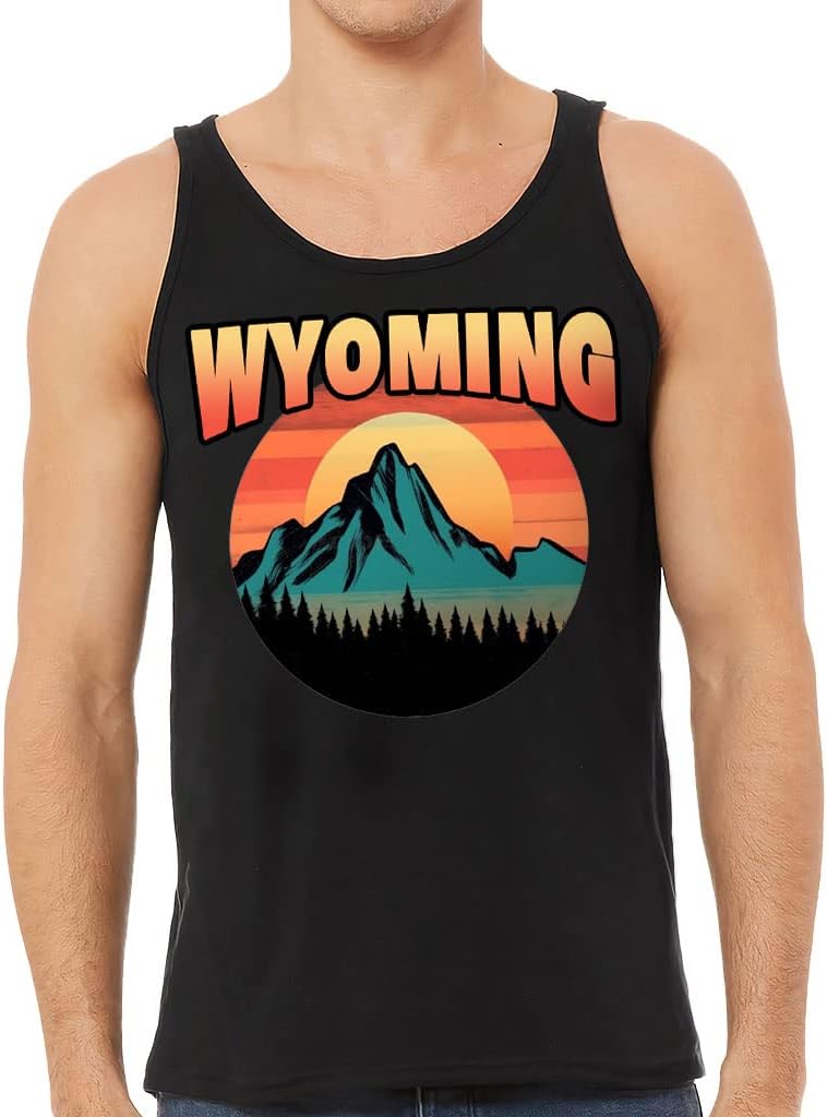 Wyoming Tank - Mountain Graphic Workout Tank - Cool Design Jersey Tank