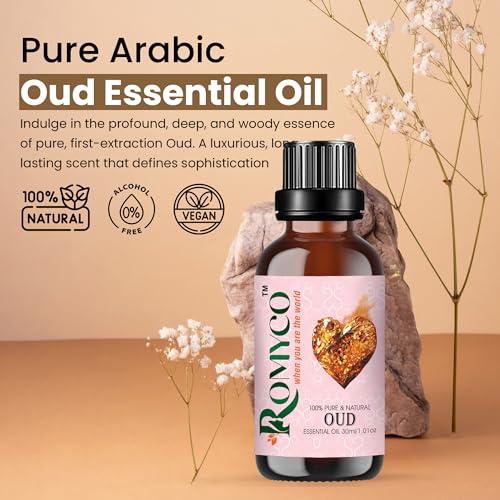 Image of Romyco White Oud Essential Oil 30ml (Arabic White) for Use in Diffuser | Long-Lasting Luxury Perfume, Cologne, Scent for Men & Women | Alcohol-Free | Pure Natural & Undiluted