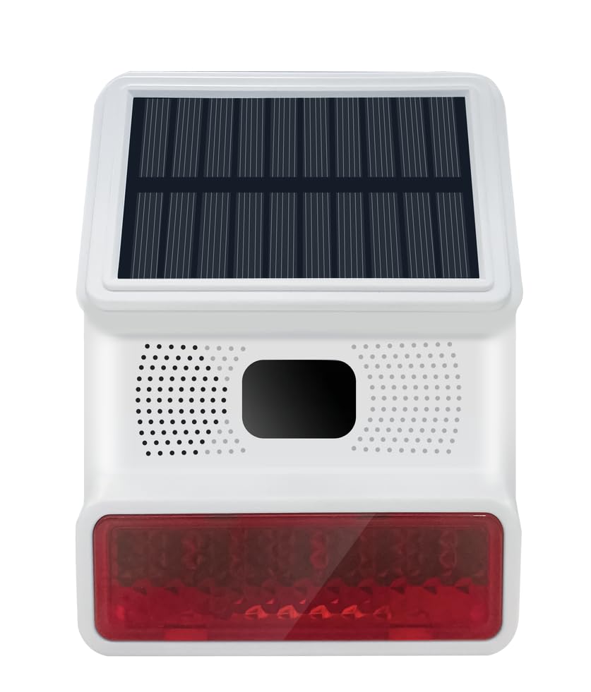 HXA523 Solar Ausensirene – Drahtlos, Kompatibel mit HUXGO Smart Home Sicherheitsystemen mit Solarpanel | 100 dB Wetterfeste Alarm