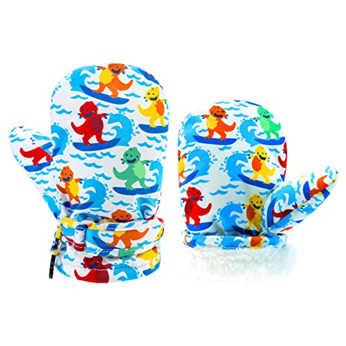 Image of BAVST Toddler Waterproof Mittens Fleece Lined Baby Boys Girls Winter Warm Glove Kids Snow Infant Ski Mitten for 3M-5T