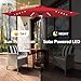 FLAME&SHADE 9 ft Patio Umbrella with Solar Lights, 40 LED Lighted Table Outdoor Umbrella for Deck, Pool, Porch, Backyard, Market, Garden, 8 Sturdy Ribs, UV Protection, Red