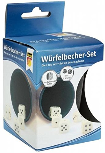 Preisvergleich Produktbild Idena Qualitäts Würfelbecherset aus Kunststoff und Filz mit 5 Würfeln