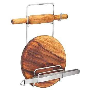 Stainless Steel Chakla Belan Stand for Kitchen Chakla Belan Stand Tawa Chimta Rolling Pin Board Tong Holder for Kitchen, Lightweight & Durable Stainless Steel Multipurpose Stand