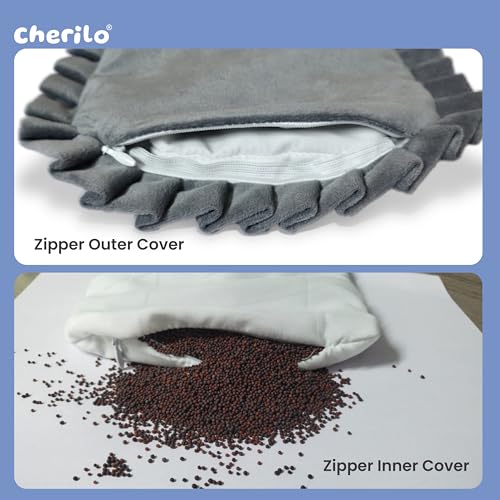 Image of Cherilo Mustard Seed Baby Comfort Cushion | Adjustable Filling | Velvet Fabric Cover | 28 x 21.5 x 2 cm - Grey Velvet