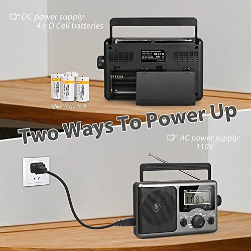 Shortwave Radio, AM FM Transistor Radio met Beste Receptie, Batterij Werkt door 4 D Mobiele Batterijen Of AC Power, Grote Luidspreker, Oortelefoonaansluiting voor Gift - Image 5