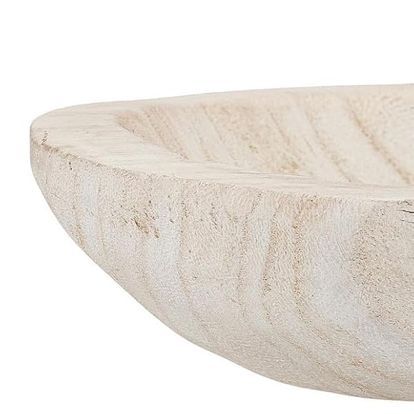 Bloomingville Hand-Carved Paulownia Wood Bowl with Whitewashed Finish by Bloomingville - Image 5