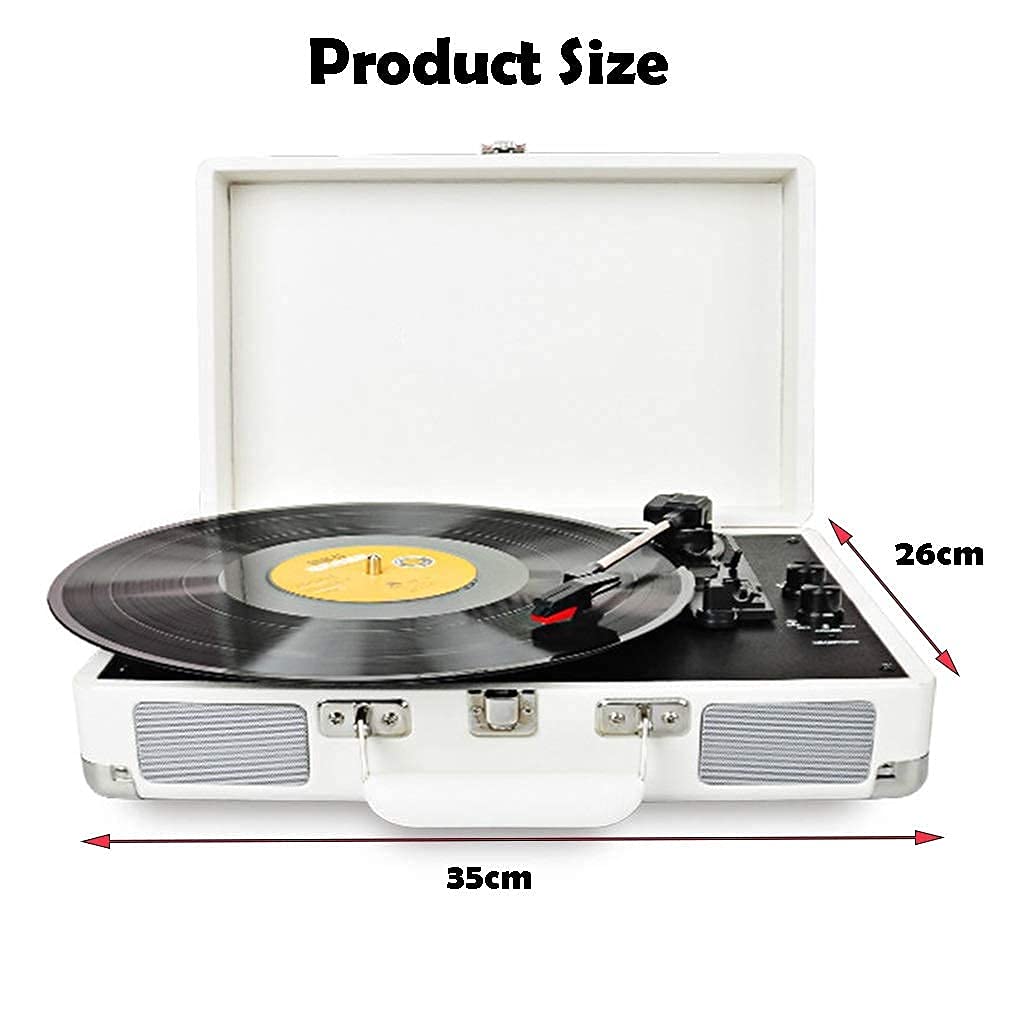 Giradischi Portatile Bluetooth Vintage a 3 velocità con Altoparlanti integrati, Supporta velocità 33/45/78 Giri/min, Giradischi in Vinile Wireless con Altoparlante Stereo Vita Interessante