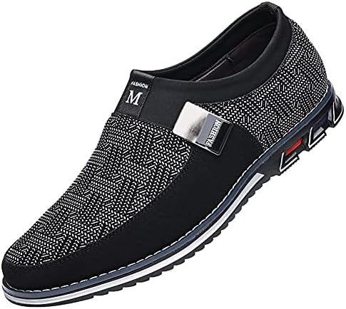 Veslesth Men Casual Shoes Sneakers Loafers Comfort Walking Shoes Fashion Driving Shoes Luxury Leather Shoes for Male Business Work Office Dress Outdoor Black, 11.02” Heel to Toe