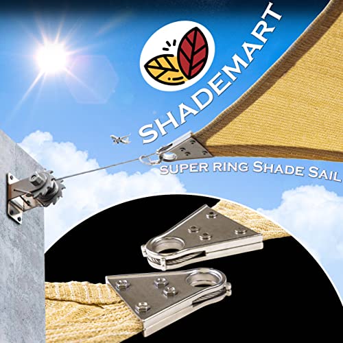 ShadeMart Heavy Duty 16\' x 20\' Beige Sun Shade Rectangle Shade Sail, Super Ring Canopy Awning Shades for Patio Carport Yard UV Blockage Commercial Grade 260 GSM, We Custom Size