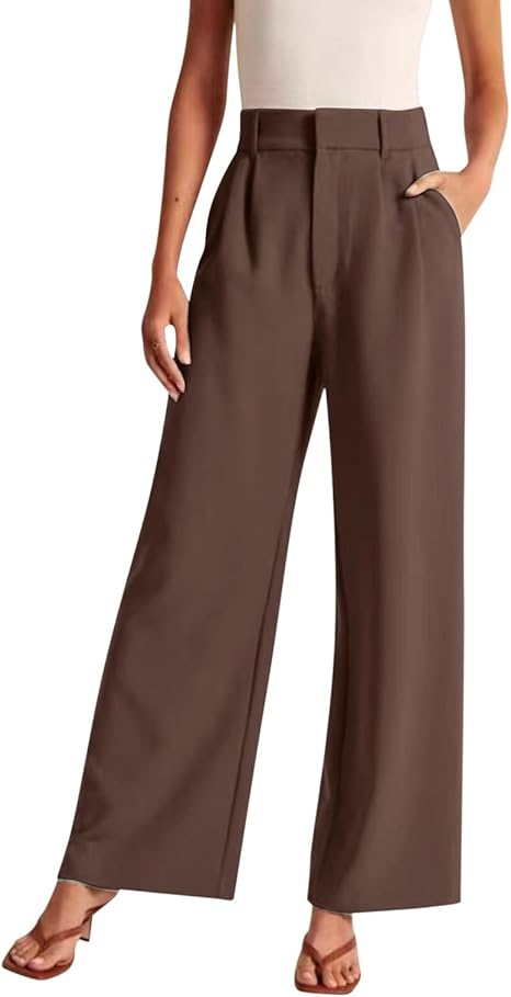 Calça urbana com bolsos, leve, feita sob medida, tecido premium, pernas largas, roupas femininas casuais de trabalho para professores