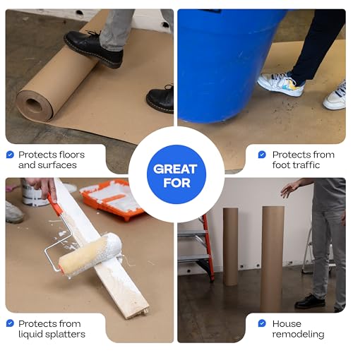 Image of Construction Paper 36 inch x 1200 inch (100 feet, 300 sq.ft.) - Extra Thick Floor Covering for Protection (20 mil, 200 lbs) - Contractor Paper for Remodeling & Surface Protection by IDL Packaging