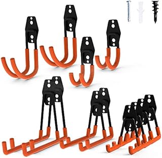 Intpro 12pack Steel Garage Storage Utility Double Hooks Organizer Heavy Duty Wall Mount Tool Holder for Organizing Power Tools Ladders Bulk Items