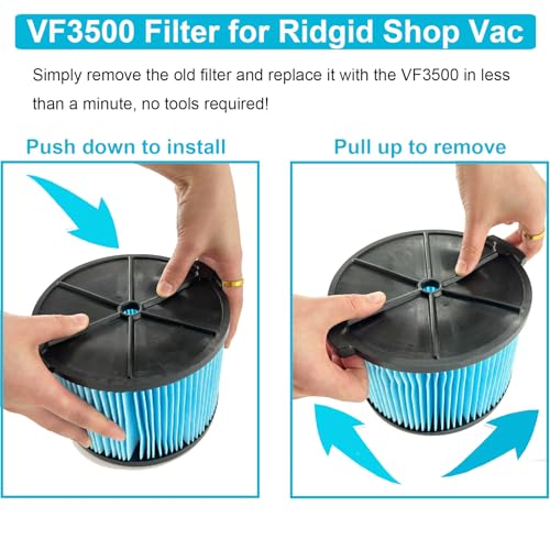 VF3500 HEPA Filter Replacement for Ridgid Shop Vacuum 3/4/4.5 Gallon Wet Dry Portable Vacuums,3-Layer Filters for Ridgid WD3050, WD4070, WD4080, WD4522, WD 4050, 4000RV, 4500RV (2 PACK) by Mochenli - Used condition - Image 4