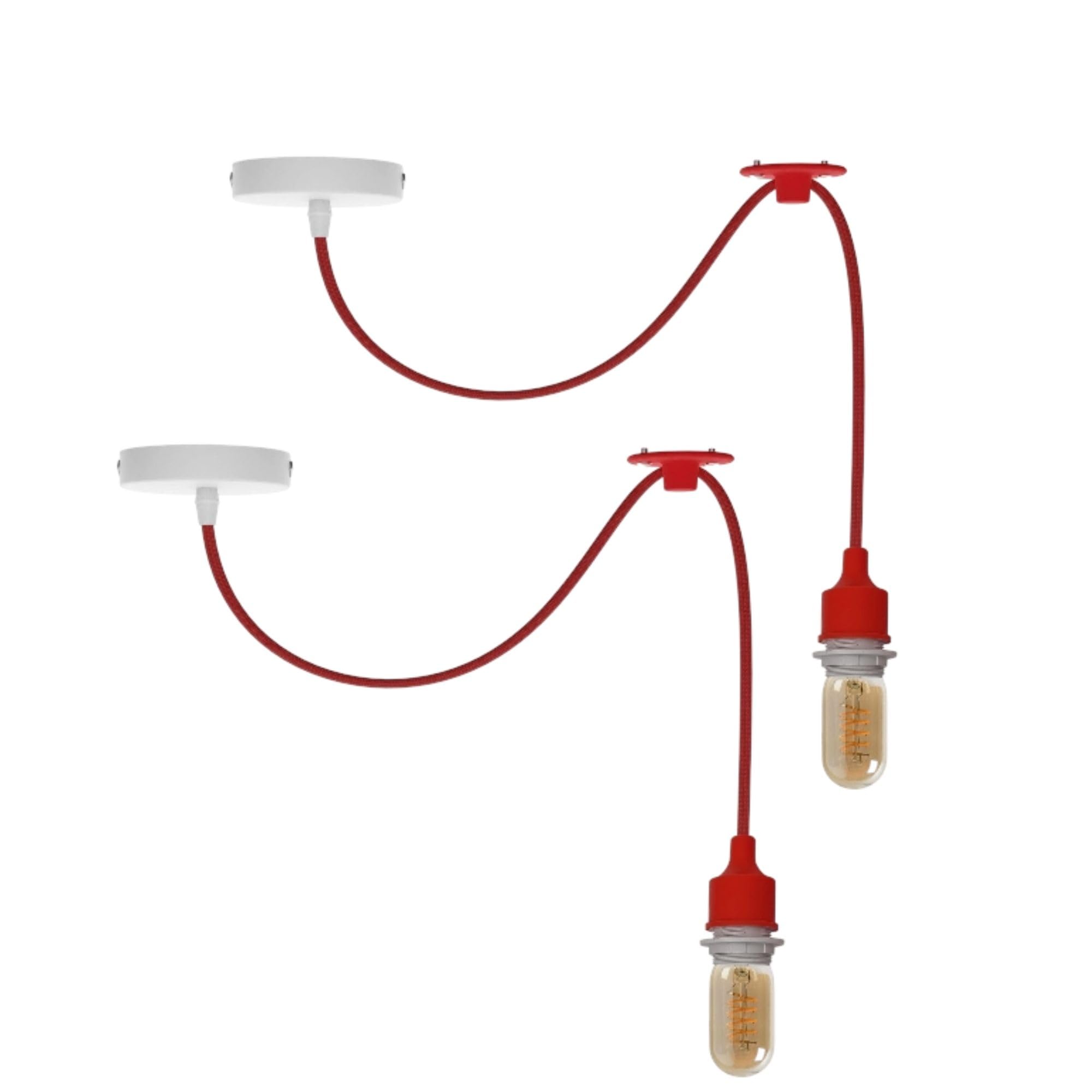 LEDSone 2 Pack of Spider Pendant Light Fixture with 195cm Adjustable Cable E27 Base Modern Red Ceiling Hanging Lamp for Dining Room, Hallway, Café, Restaurant