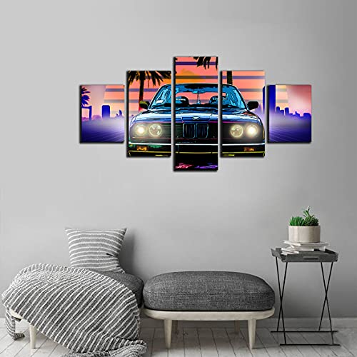 Abstract 5 Panels Canvas Wall Art E30 Headlights Sports Car Pictures Prints On Canvas Painting Modern Artwork Decor Unstreched Art For Home Decoration (No Frame,L) #TOP3