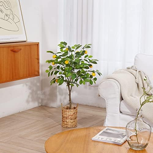 Kazeila Artificial Lemon Tree Plant 90cm Fake Plants Tree Faux Tall Plant for Indoor Outdoor Decoration Home Living Room