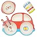 Produktbild ASBYFR Kinder Geschirr Set aus Bambus 5 teilig, Kindergeschirr Set, Bambus Besteck Set Genehmigt von der FDA, Sicher Kinder Besteckset BPA Frei und Spülmaschinenfest (Auto)