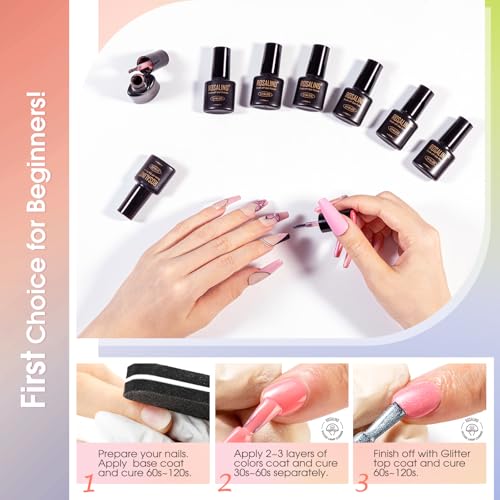 Image of ROSALIND 80PCS Gel Polish Set, 75 Colors Gel Nail Polish with Glossy Matte Glitter Top Coat Base Coat Multi-Colred u v Nail Polish Kit Soak Off Nail Set for Women
