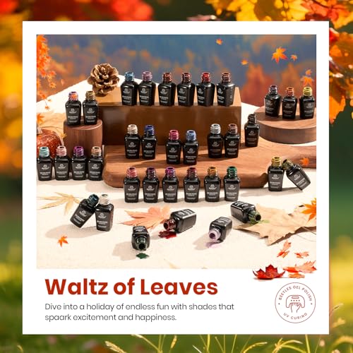 Image of Beetles Fall Gel Polish Set - Waltz of Leaves Collection, 36 Autumn Colors Purple Green Colors Gel Polish Set With Base and Glossy Matte Glitter Top Coat Soak Off UV Led Gifts for Women