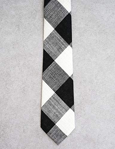Image of Cotton Skinny Ties for Men, Plaid and Striped Slim Neckties