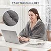 Sealy Heated Blanket Throw with Built-in Button Controller, Reversible Flannel to Sherpa Electric Blanket with 2-10 Hours Auto-Off & 4 Heating Levels, Over-Heat Protection, 50x60 inch, Light Grey