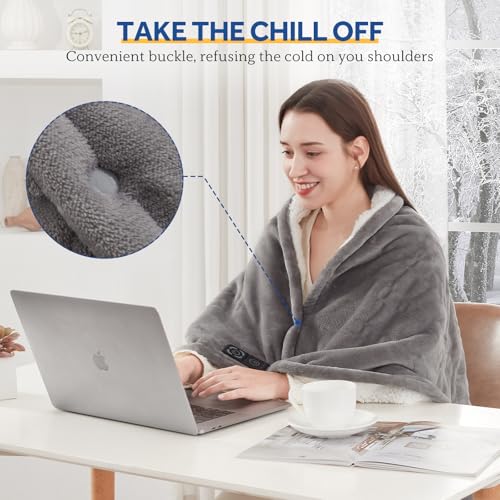 Sealy Heated Blanket Throw With Built-In Button Controller, Reversible Flannel To Sherpa Electric Blanket With 2-10 Hours Auto-Off & 4 Heating Levels thumb #2