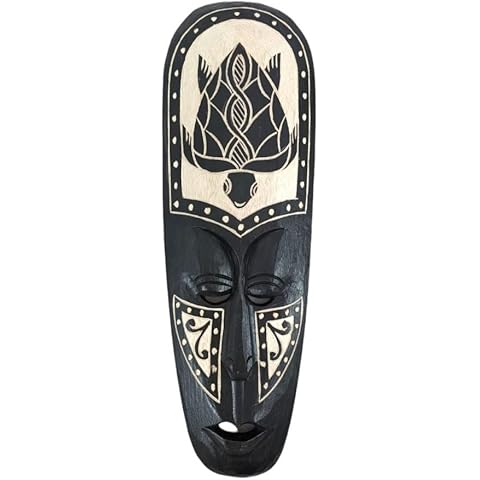 Coco Papaya Máscara Africana de Madera Negra Tallada con Diseño de Tortuga Cover