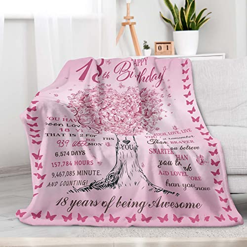 Kesidilo Birthday Gifts For 18 Year Old Girls, 18Th Birthday Decorations For Girls, Best 18Th Gift Ideas Throw Blankets For Daughter Niece Sister Friends(Size:50" X 60") #TOP1