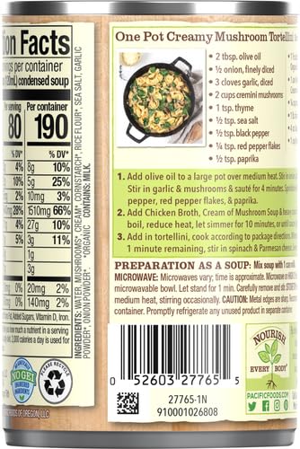 Image of Pacific Foods Organic Cream of Mushroom Soup, 10.5 oz Can (Pack of 2)