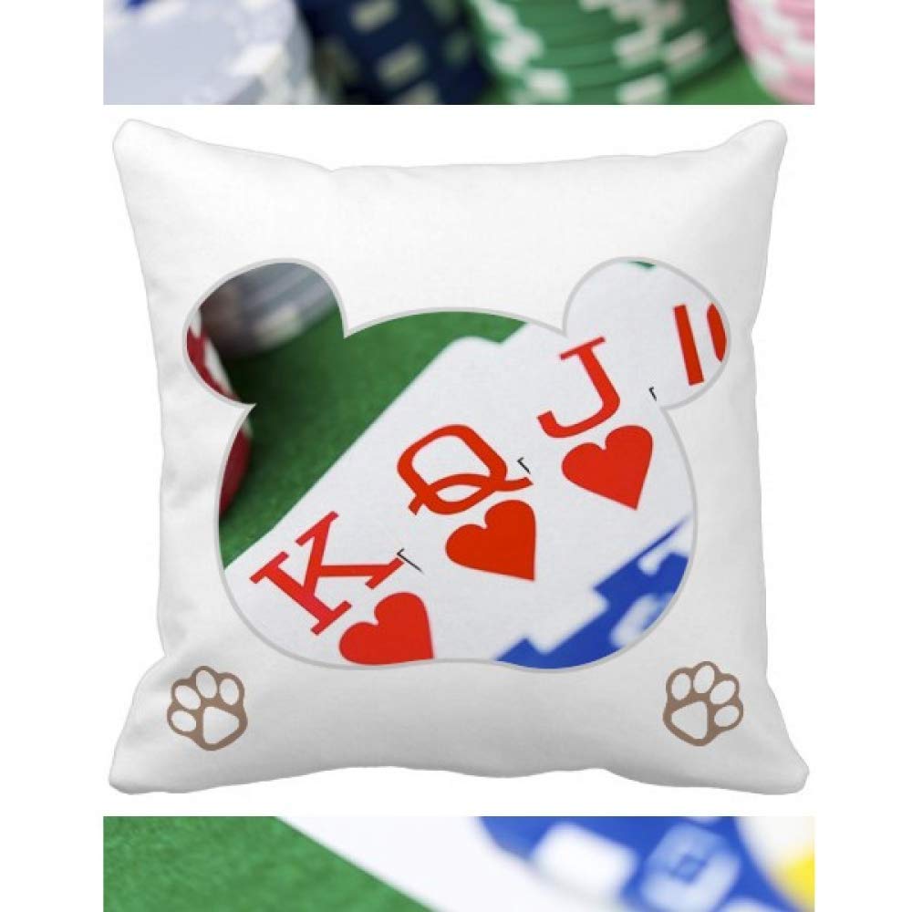 Housse de coussin carrée poker textile salon décoration Flush Hearts