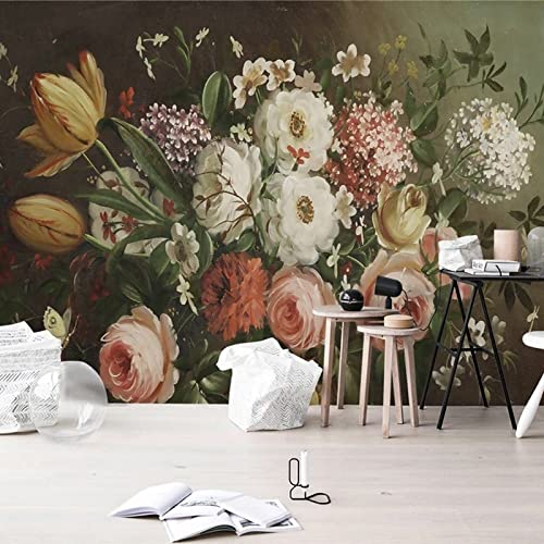 Papier peint fleurs vintage dans le salon pour une décoration murale moderne