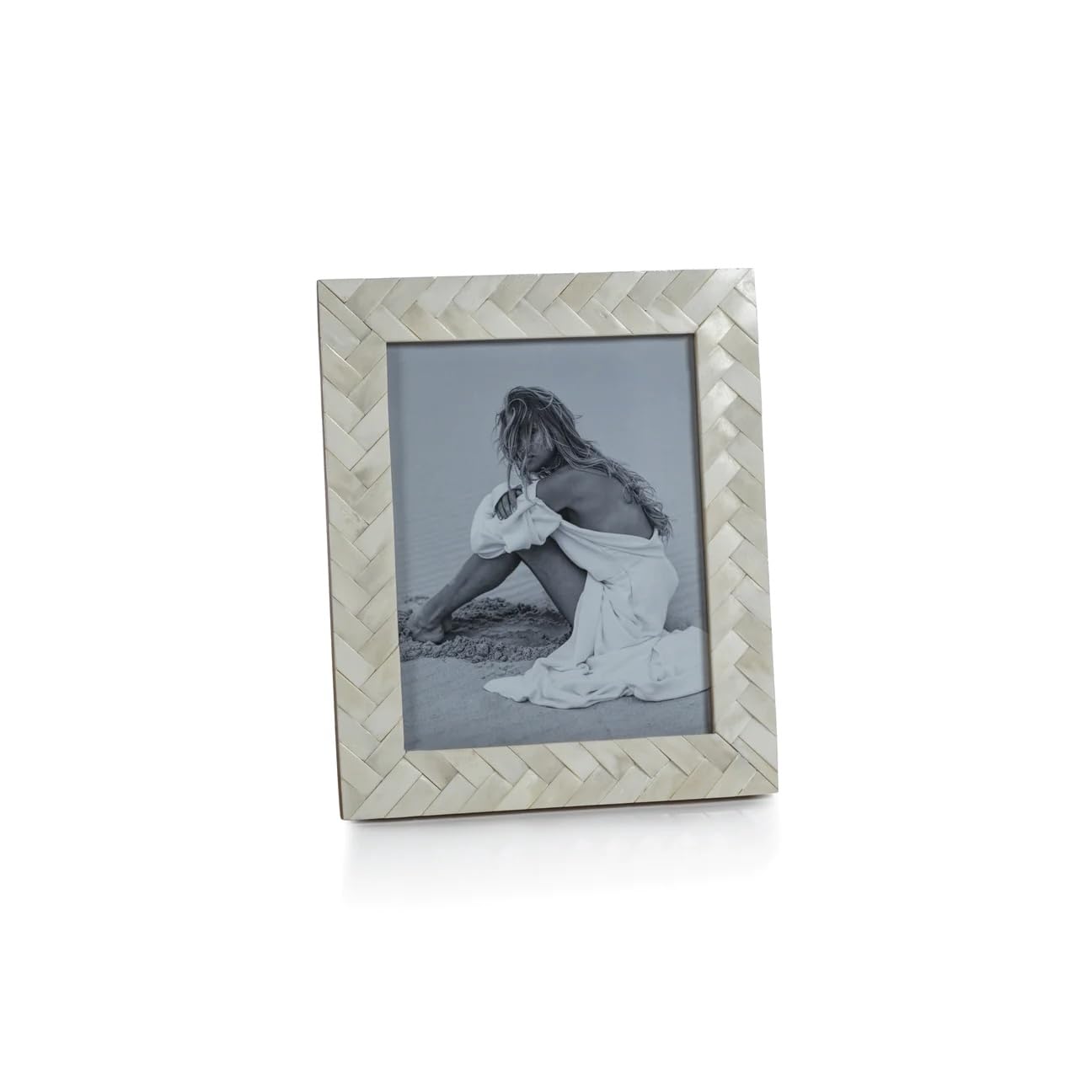 Zodax Cornice Con Intarsio In Osso E Finiture Ottone – 20,3 X 25,4 Cm (8x10"), Colore Bianco - 3