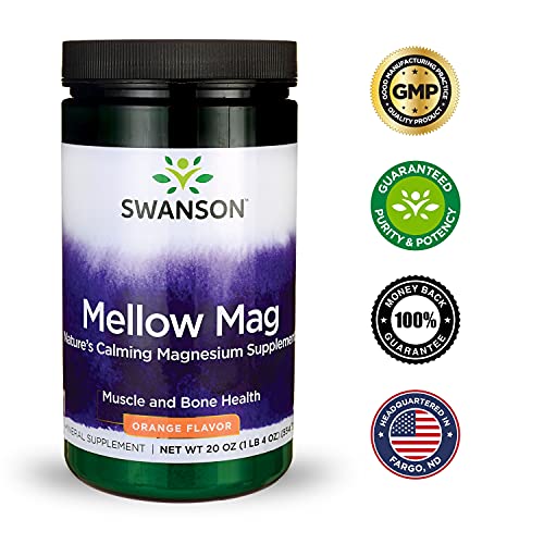 Swanson Mellow Magnesium Drink Bone & Muscle Support Health Supplement Vegan Non-Gmo Sugar Free Magnesium Carbonate 330 Mg Powder Orange 4 Pack #TOP6